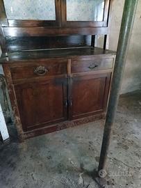 Credenza rustica in legno massello con alzata e ve