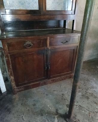 Credenza rustica in legno massello con alzata e ve