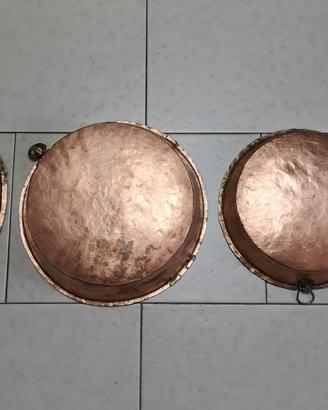 4 Ruoti in rame - casseruole - tegami - rame
