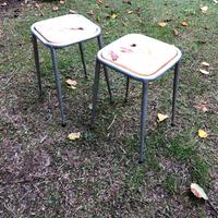 2 sgabelli alluminio e legno