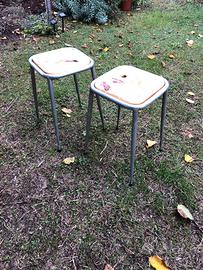 2 sgabelli alluminio e legno