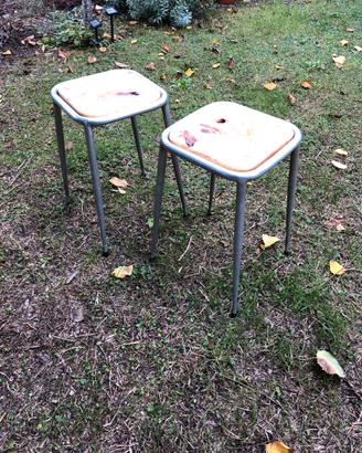2 sgabelli alluminio e legno
