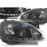 FARI PER OPEL CORSA C 00-06 LUCE DIURNA A LED NERI
