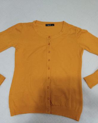 Cardigan donna in maglia 5% Cashmere Giallo.