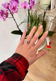 Anello oro 18 kt con smeraldo naturale e diamanti