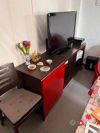 Mobile soggiorno rosso/wengé -set completo 3 pezzi