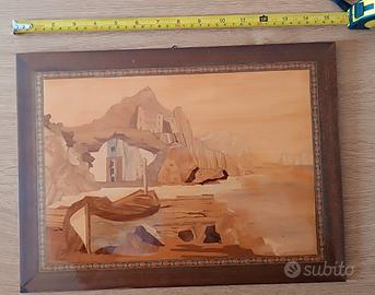 quadro vintage in legno intaglio artistico 