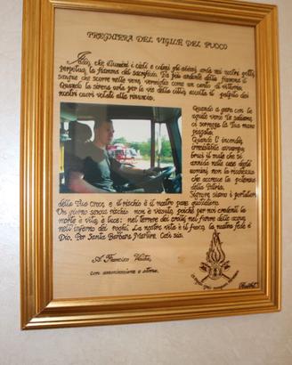 QUADRO PREGHIERA VIGILE DEL FUOCO CON FOTO PERSONA