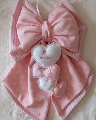 Fiocco nascita Rosa Artigianale
