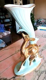 Cerbiatto Vaso Statuina Porcellana Art Déco cm 33