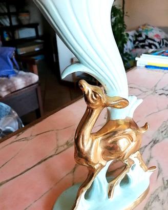 Cerbiatto Vaso Statuina Porcellana Art Déco cm 33