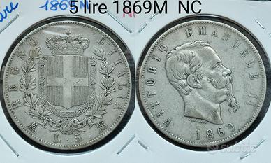 5 lire 1869M  NC 
