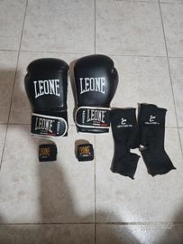 Guantoni Boxe Leone + Fasce Leone + Cavigliere 