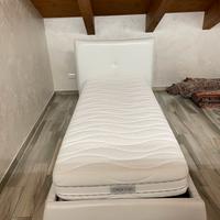 Letto singolocontenitore in ecopelle con materasso