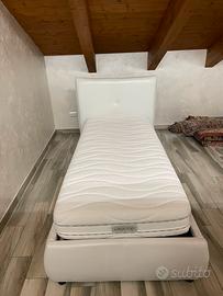 Letto singolocontenitore in ecopelle con materasso