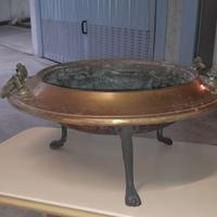 braciere antico rame e ottone con supporto ⌀40cm