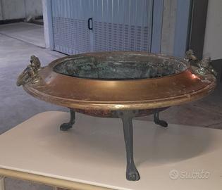 braciere antico rame e ottone con supporto ⌀40cm