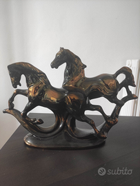 Statua porcellana cavalli vintage