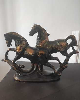 Statua porcellana cavalli vintage