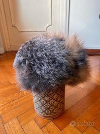 Cappello vintage pelliccia volpe grigia