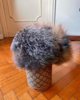 Cappello vintage pelliccia volpe grigia