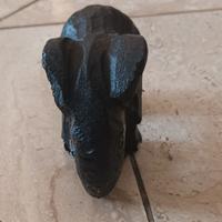 Set elefanti decorativi in legno e pietra/resina