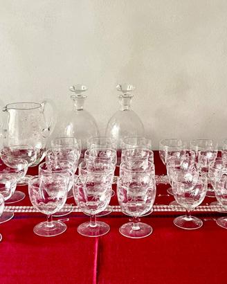 Set completo di bicchieri in cristallo 1940/50