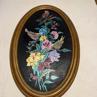 Quadro ovale fiori e uccellini