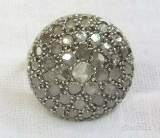 Anello Antico a Toppa in Oro, Argento e Diamanti R