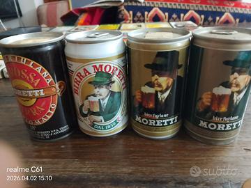 lotto di 4 lattine di birra moretti anni 70-80