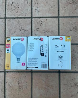 3 Lampadine LED Lexman G95‑1 E27 8W 3000K nuove