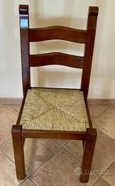 N.6 SEDIE LEGNO MASSELLO SEDUTA PAGLIA