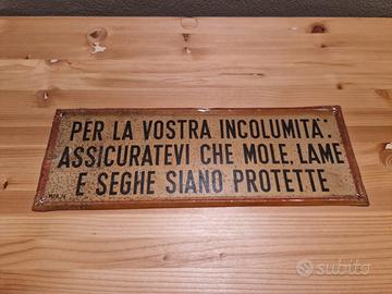 Cartello per la sicurezza sul lavoro vintage