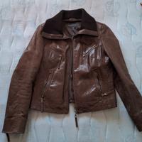 giacca pelle marrone donna 42