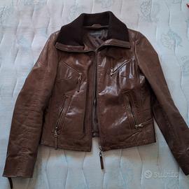 giacca pelle marrone donna 42