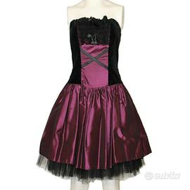 Elegante abito da sera viola in velluto e taffetà