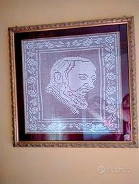 quadro Padre Pio uncinetto 