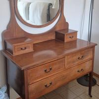 Toeletta in legno vintage anni '50 con specchio