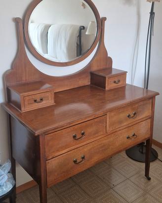 Toeletta in legno vintage anni '50 con specchio