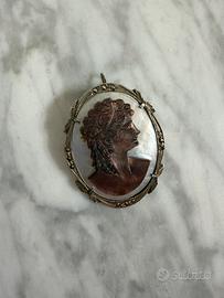 Ciondolo spilla cammeo in argento 800