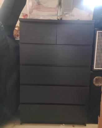 Ikea Malm 6 cassetti nera