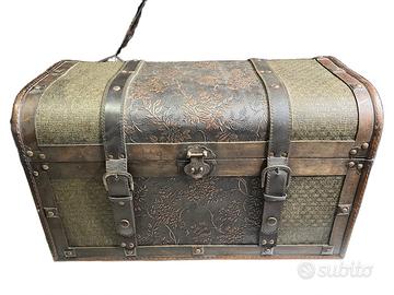Baule decorativo stile antico vintage in legno