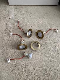 n. 4 FARETTI OTTONE CON LAMPADINE LED