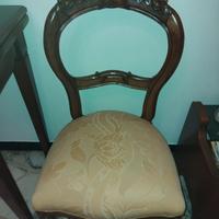 Trittico poltrona e due poltroncine in noce