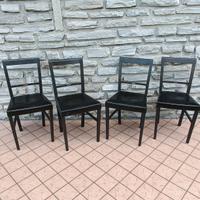 2 sedie in legno e cuoio 