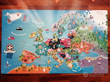 Puzzle magnetico Europa in legno, 92 pezzi