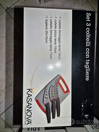 Set 3 Coltelli con Tagliere Kasanova