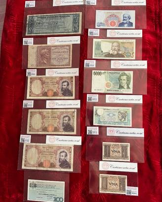 Collezione di 12 banconote certificate alto valore