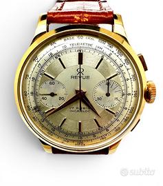 Orologio cronografo REVUE in oro  giallo vintage