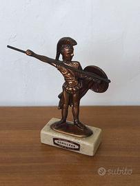 Statua greca Achille in bronzo con base in marmo